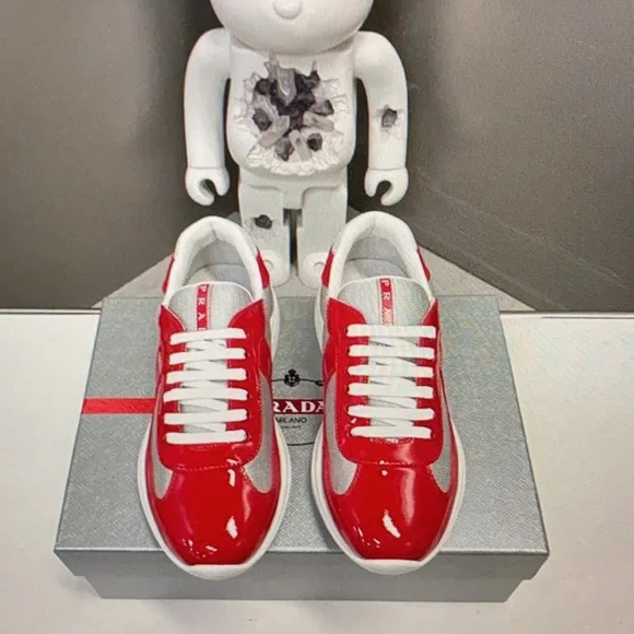 Prada Men’s White And Red Sneakers